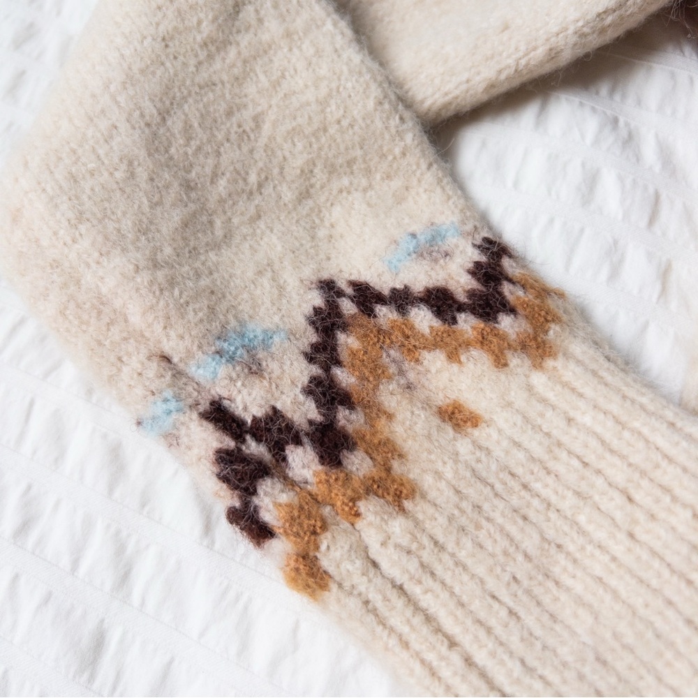 Lulu's Cream and Brown Patterned Turtleneck Sweater - Picture 5 of 9